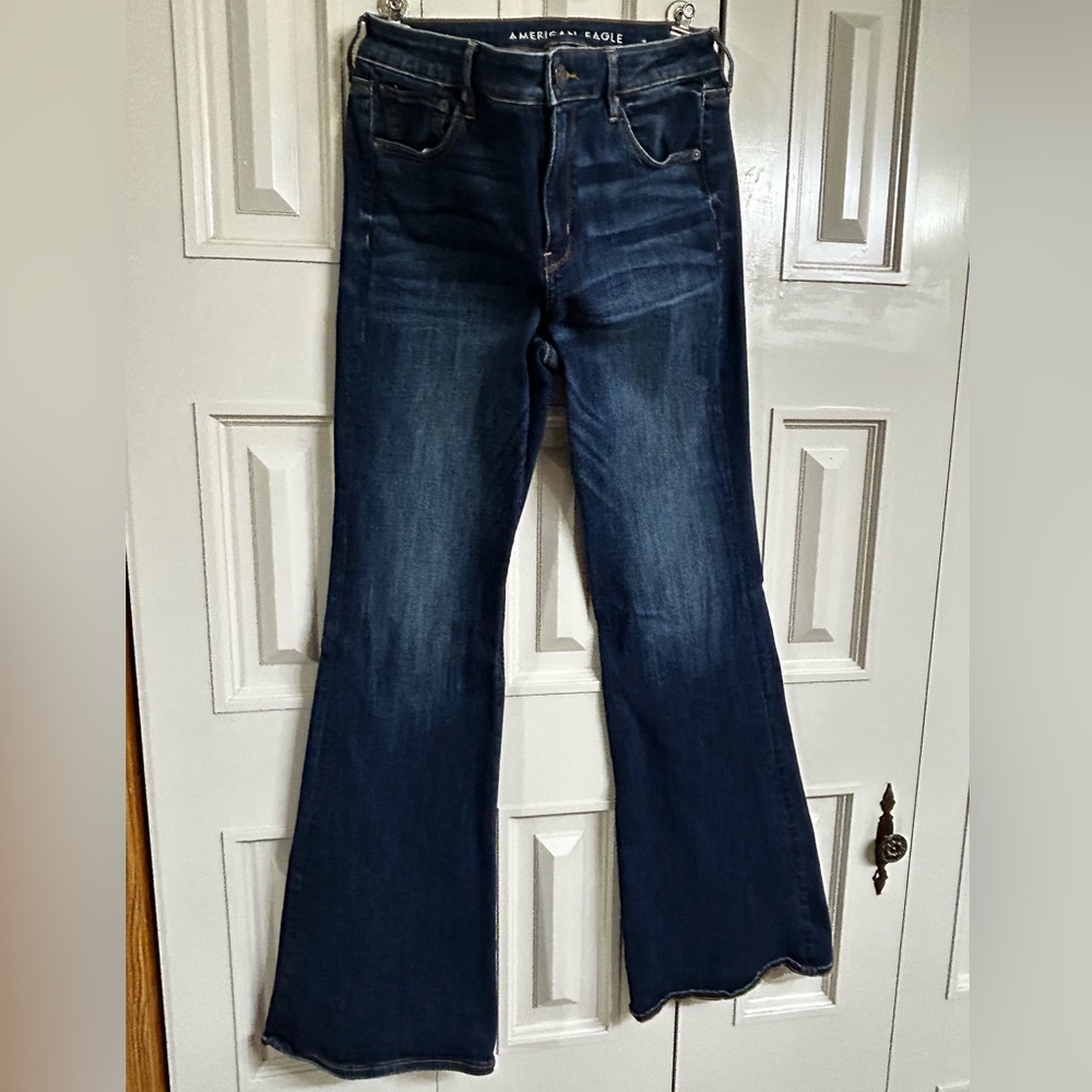 American Eagle Outfitters Dark Blue Flare Jeans 12 Long
